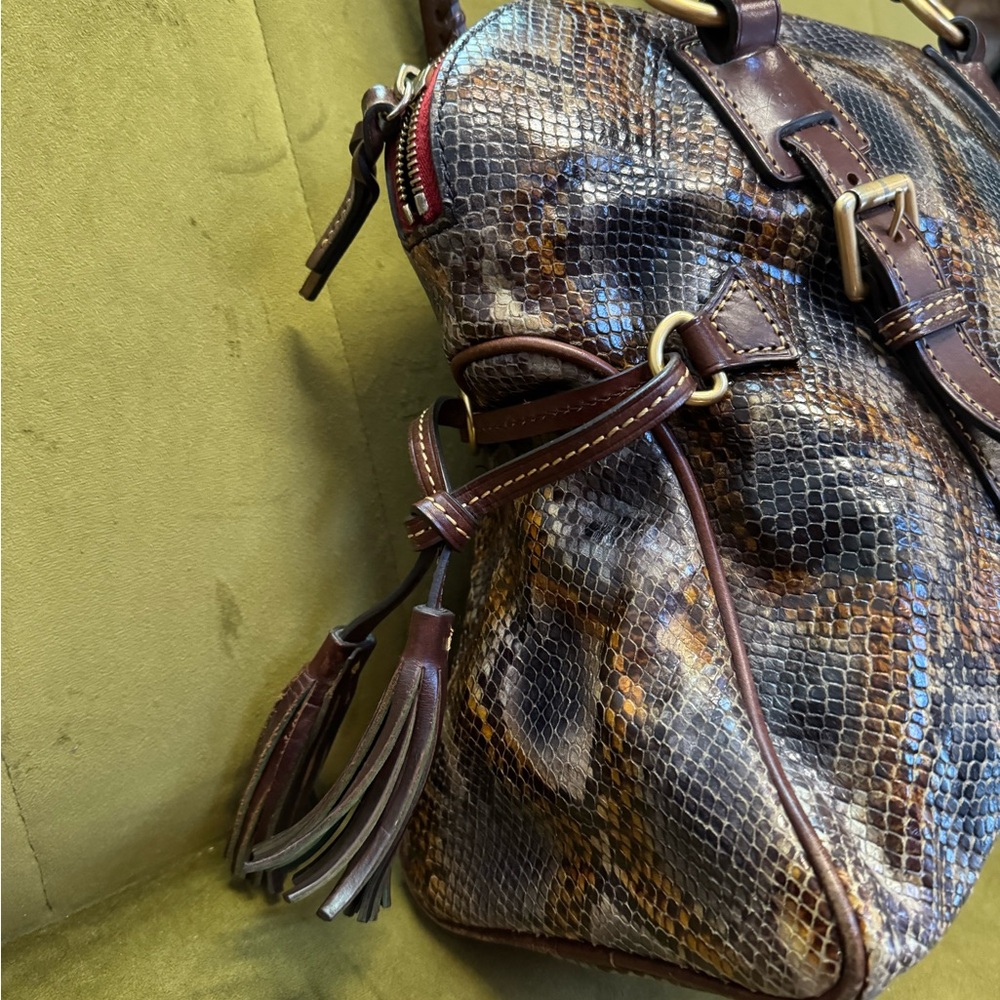 Vintage Dooney & Bourke Ltd.Ed Florentine Python Embossed Domed Buckle Satchel - Picture 9 of 17